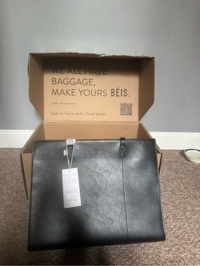 BEIS Black Leather Tote Bag